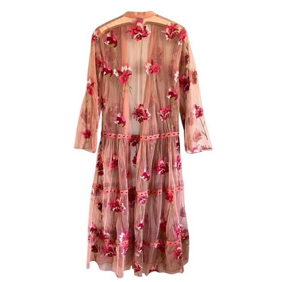 Anthropologie x Bl-nk London Sheer Floral Embroidered Kimono Duster - Picture 6 of 12